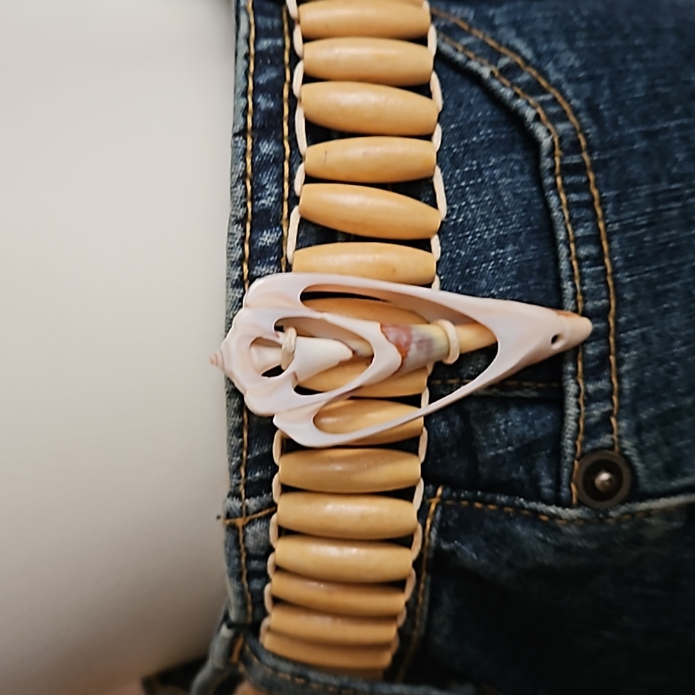 Rope,Wood,Shell Handmade Belt - Picture 2 of 3